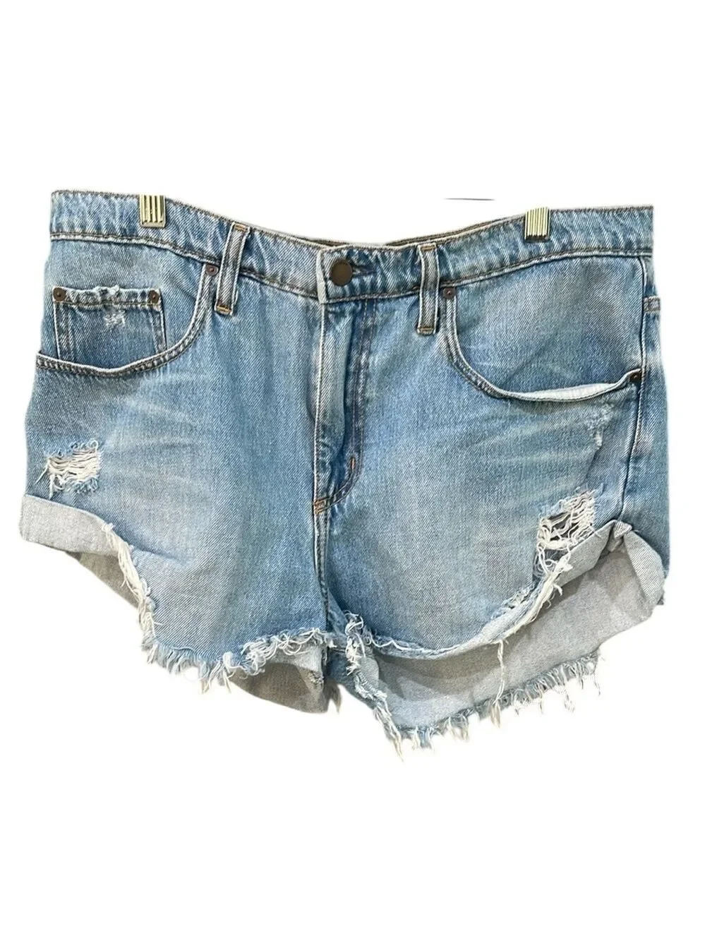 Nobody‎ Denim X Revolve Boho Distressed Denim Cut Off Shorts SZ 32 Blessed